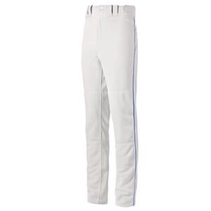 NEW Mizuno Youth L Baseball Pants Performance Plus White w/ Royal Blue Piping